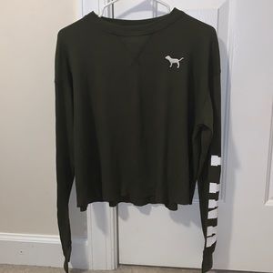 *NWT* Victoria’s Secret Pink waffle knit cropped long sleeve top